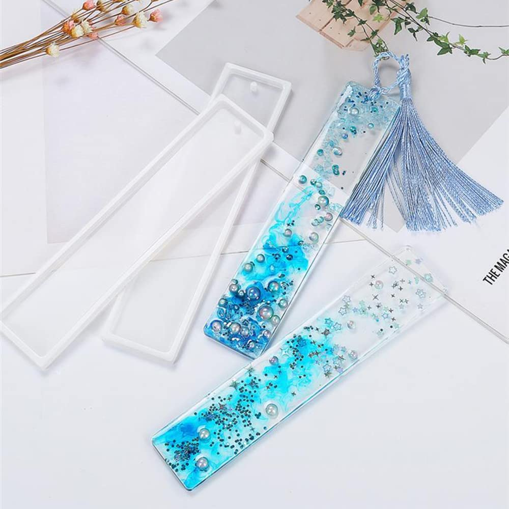 5X Rectangle Silicone Bookmark Mold Pendant Resin Epoxy Mould Casting Craft DIY