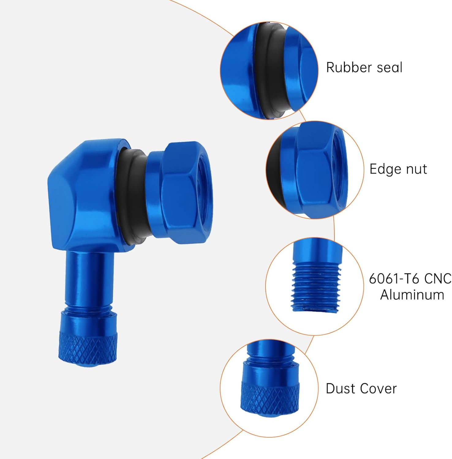 Windance 2Pcs 90 Degree CNC Motorcycle Tire Valve Stems for Most Bike 10 Mm To11.3 Mm Tubeless Tires Easy Installation (Blue)