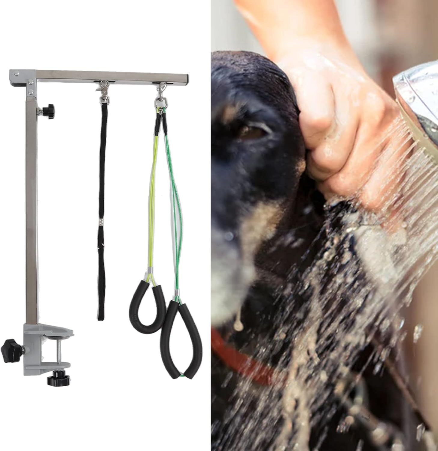 Dog Grooming Arm with Clamp, 35Inch Height Adjustable Dog Grooming Table Arm, Heavy Duty Stainless Steel Frame, Foldable Pet Grooming Supplies for Small Medium Dogs image number 1