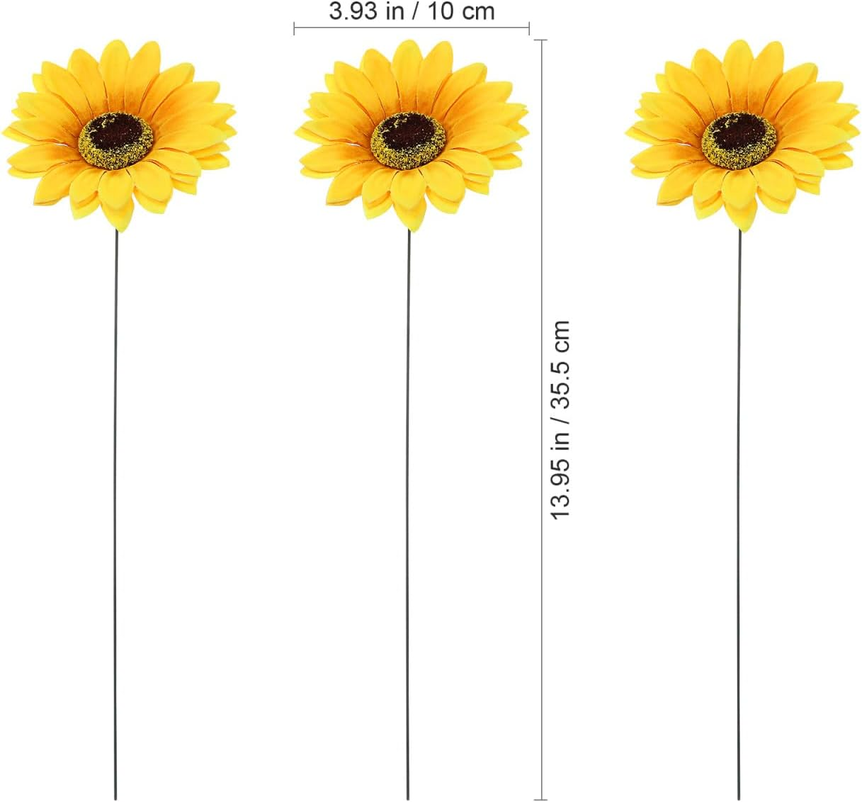 VILLCASE Sunflower Garden Stakes, Flower Yard Art Decor Outdoor Flower Stick, Silk Cloth Sunflowers with Metal Stake for outside Pathway Patio Yard Lawn Decor, 5Pcs