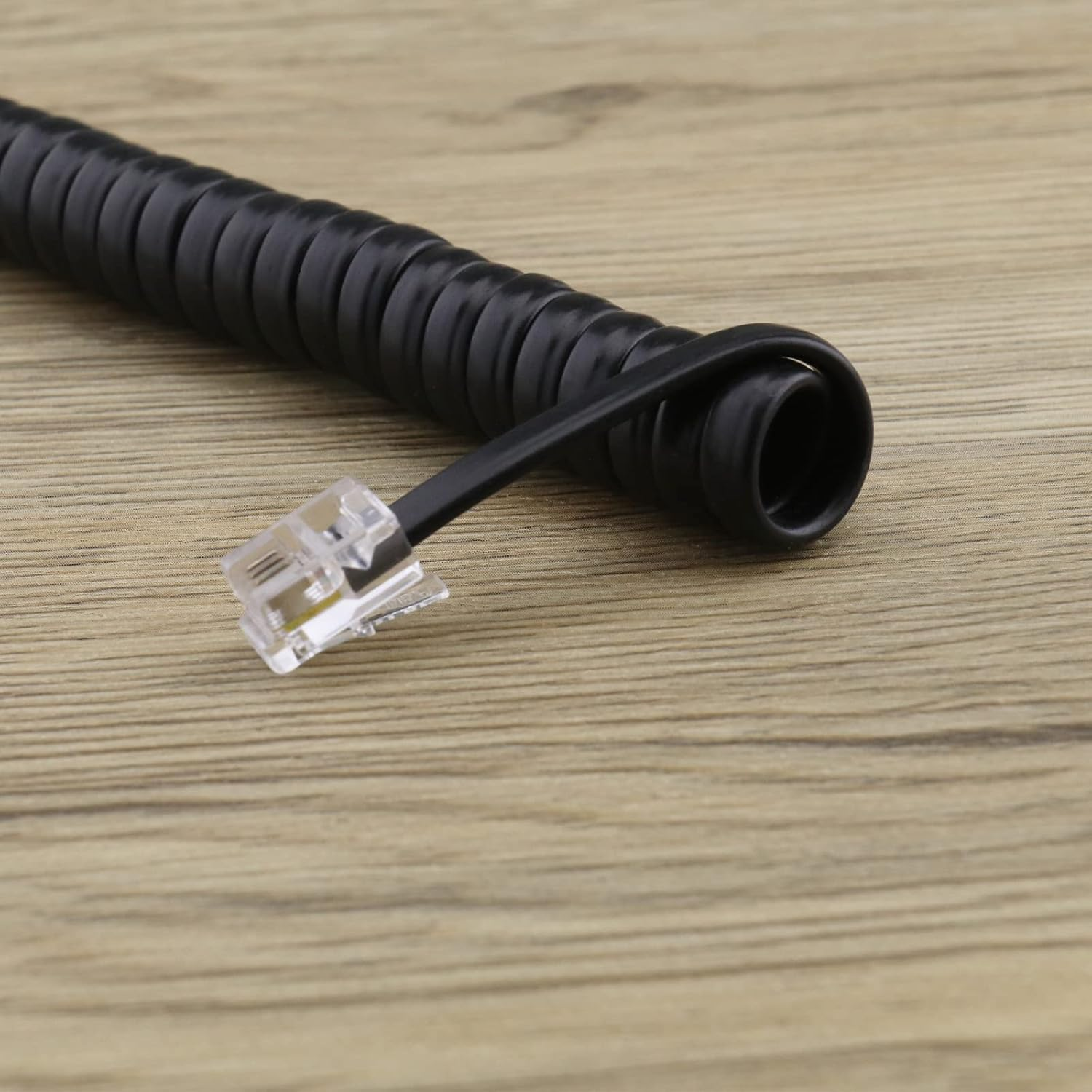 SING F LTD 4Pcs Phone Handset Cord Replacement Black Coiled Telephone Phone Handset Cable PVC Telephone Accessories 1.5 Meters Black image number 4