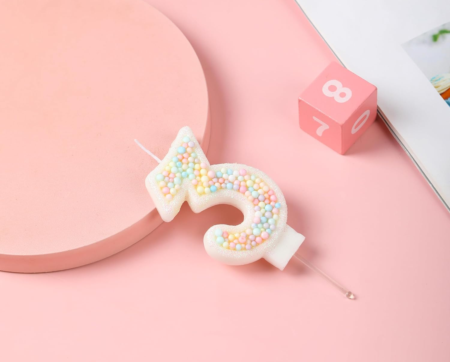 Number 3 Candles for Birthday Cakes, Sweet Theme 3 Birthday Candle Macaron Glitter 3 Candle Birthday Girl Women 3Rd Birthday Wedding Anniversary Party Cake Decoration