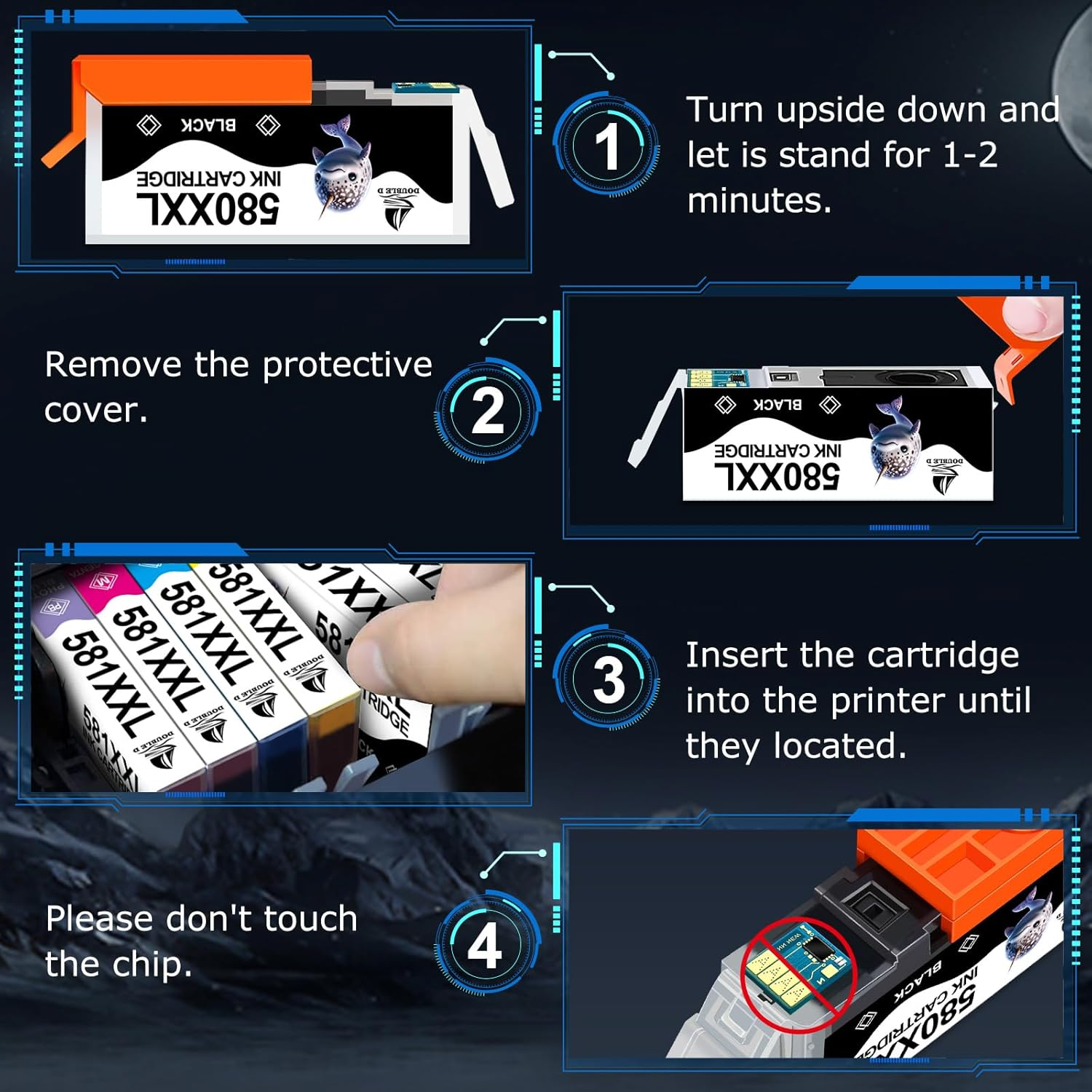 3-Pack PGI-580 580 PGBK XXL Black Ink Cartridges for Canon PGI-580XXL PGI-580XL, Work with Canon Pixma TS6350 TS705 TS702 TS8350 TS8250 TS8151 TS9150 TR8550 TR7550 TS6150 TS6250 TS9550 TS8351 image number 6