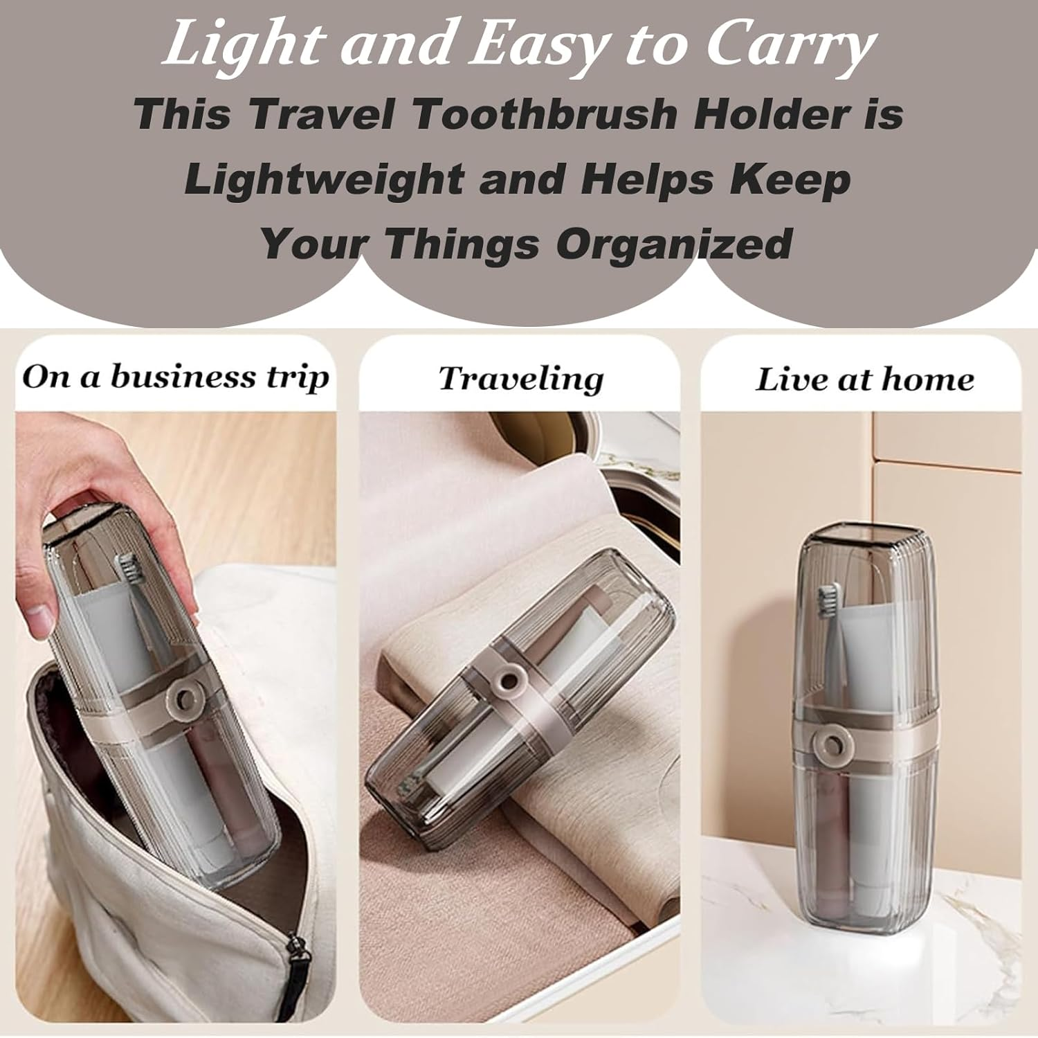 Toothbrush Travel Case, 2 in 1 Toothbrush Holder and Rinse Cup, 2Pcs Large Capacity Toothbrush Cup with Cover, Portable Travel Toothbrush Holder for Traveling, Camping, Trip image number 3