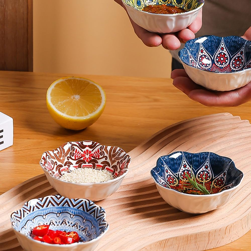 10Pcs 3.3 Inch Ceramic Dipping Sauce Bowls, Dipping Sauce Dishes, Soy Sauce Dish, Side Dish Bowls, Small Dip Bowl for Condiments, Appetizer, Dessert, BBQ, Sushi (Circular Shape) image number 2