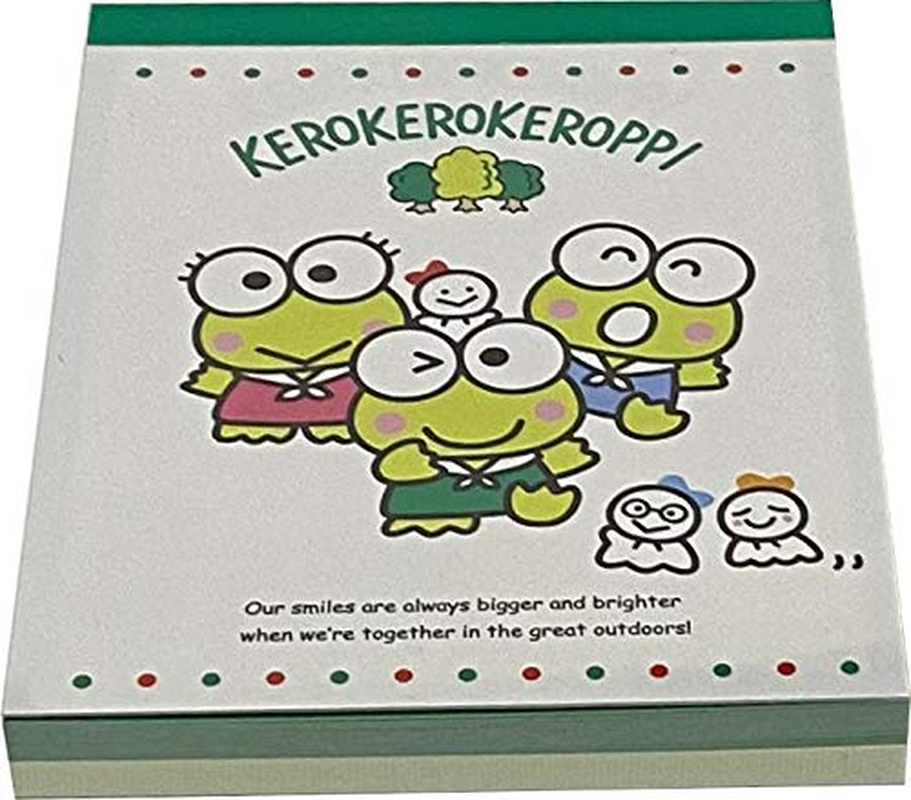 Sanrio Kerokerokeroppi Mini Block Notepad Memo Pad Paper 2Design 100Sheets Japan (3 Siblings) image number 1