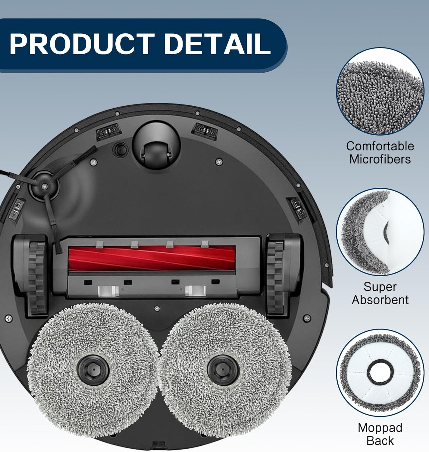 YBVABE Mopping Cloths for Dreame L20 Ultra /X30 Ultra / X40 Ultra/ L10S Pro Ultra /L10S Ultra/Roborock Q Revo/Q Revo Maxv/Q Revo Pro/Xiaomi X10+ Vacuum Cleaner Robots Replacement Microfiber Mop Parts image number 1