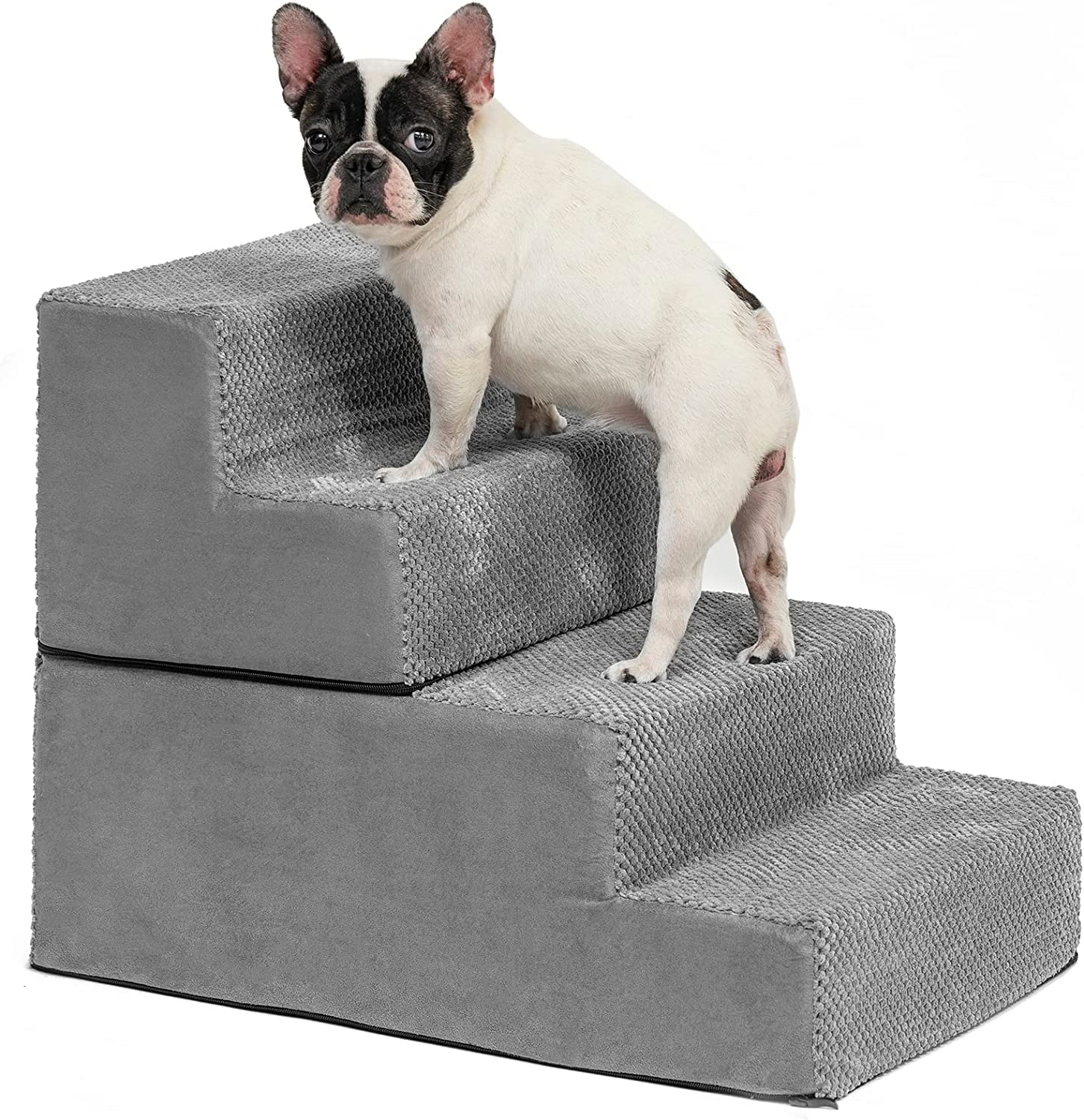 Sturdy Dog Stairs, Detachable Pet Stairs 4-Step Memory Foam Dog Steps with Removable Washable Cover for Smaller & Elder Pets image number 5