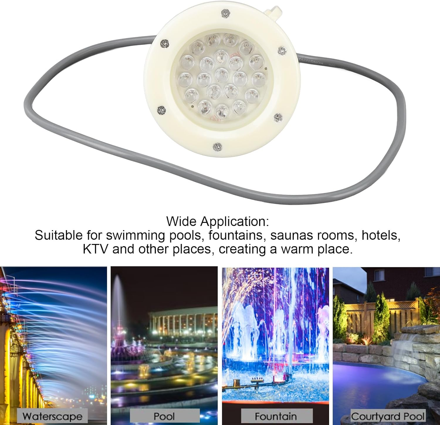 Submersible LED Light Underwater Orange Yellow Light 110Mm 220Volt Waterproof Pool Light image number 5