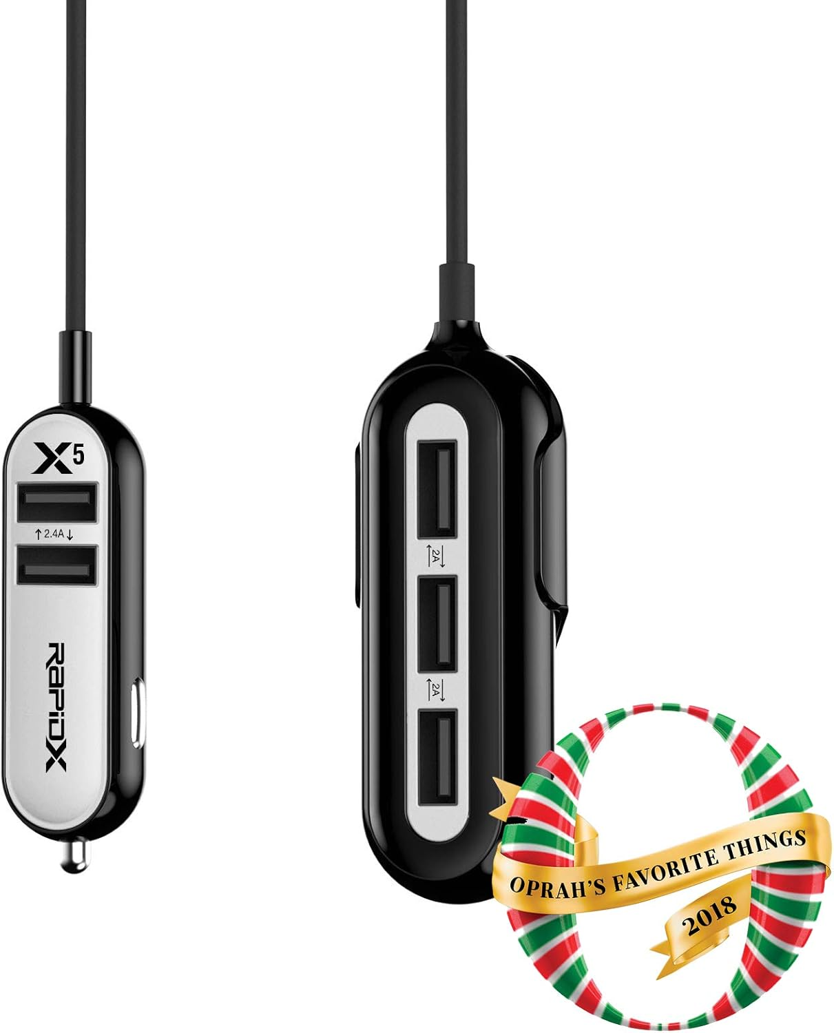 Rapidx RXX5USBW X5 5 USB Ports Car Charger 22.4A White image number 2