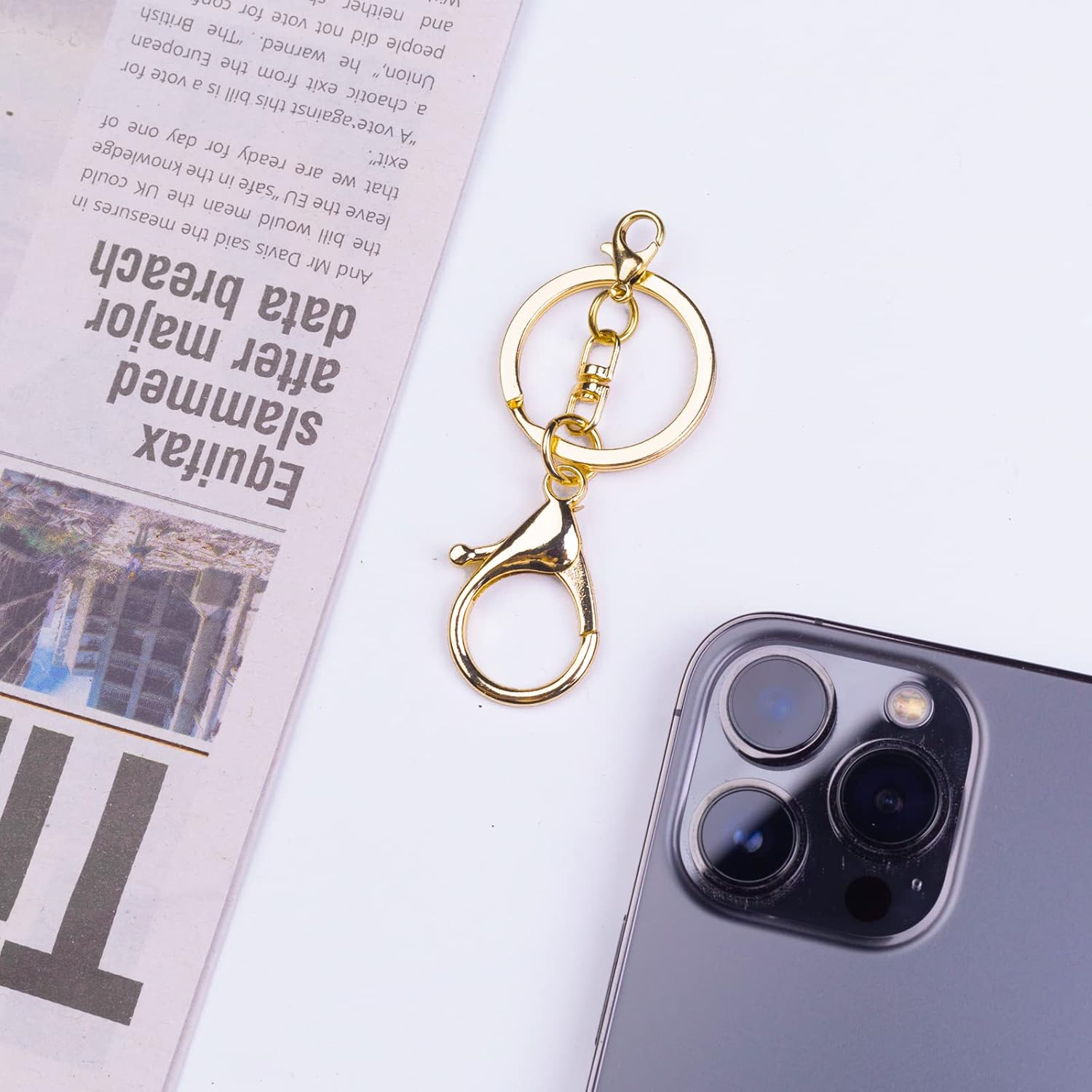 20Sets Golden Lobster Claw Clasps Hook with Flat Split Keychain Ring with Swivel Trigger Clip with Little Lobster Clasp for DIY Craft Jewelry Making image number 6