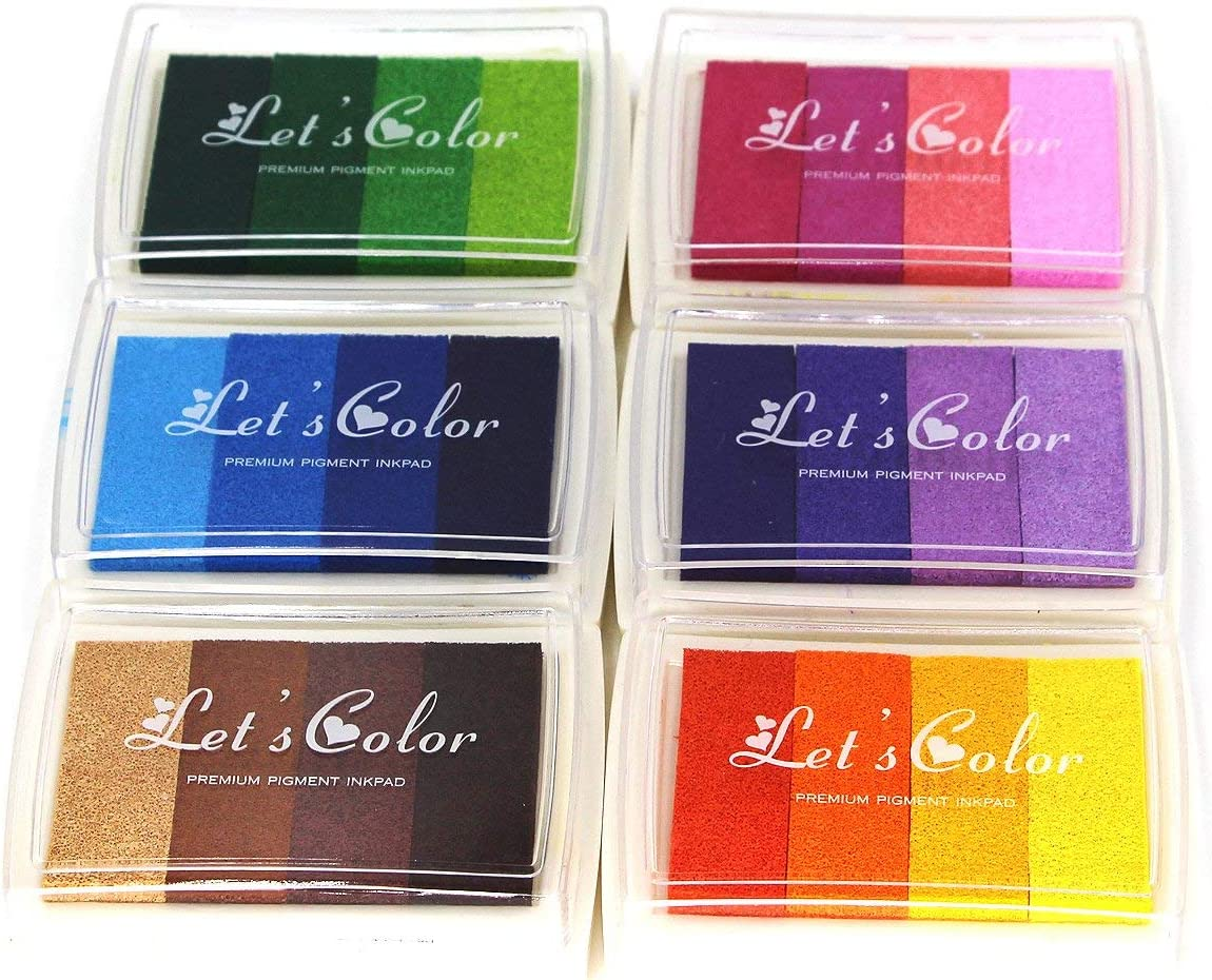 Becho Rainbow Ink Pad,Washable Inks,Finger Ink Pads Multicolor Color Craft Stamp Pad for All Ages,6-Pack,24 Gradient Colors image number 2