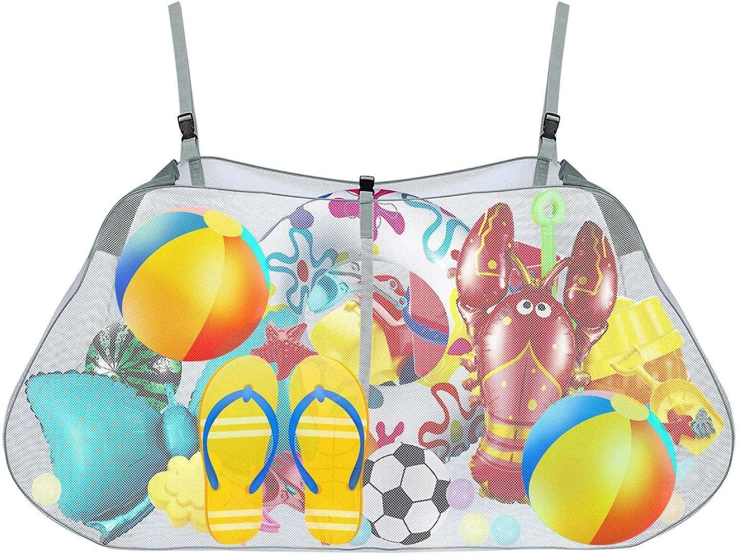 Pool Storage Organiser - Large Capacity Pool Storage Bag for Pool Toys | Swimming Pool Storage Bag for Toys, Foldable for Carrying Football, Ba