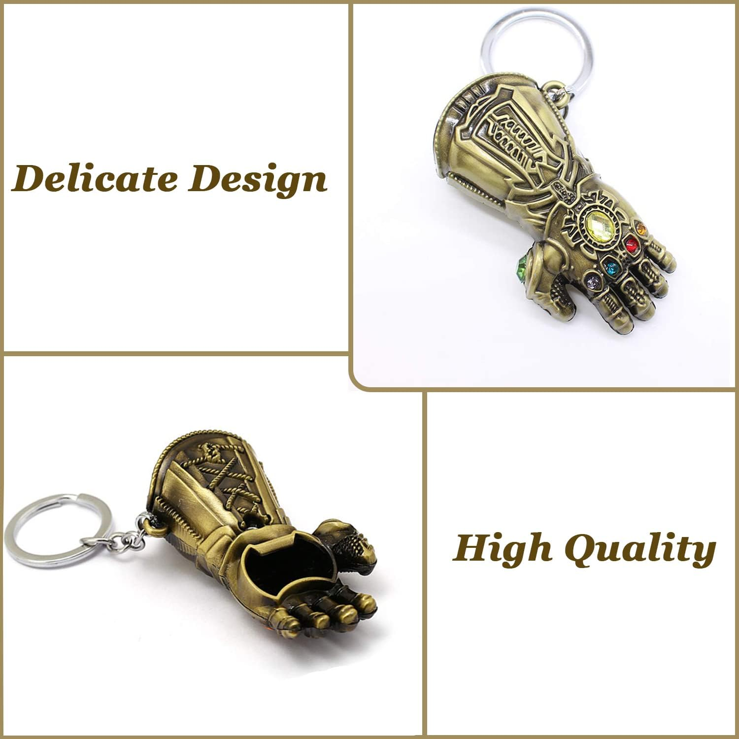 2-Pack Mjolnir Keychain Bottle Opener Infinity Gauntlet Keychain Bottle Opener, Thor Hammer Keychain Bottle Opener Thanos Glove Keychain Bottle Opener image number 1