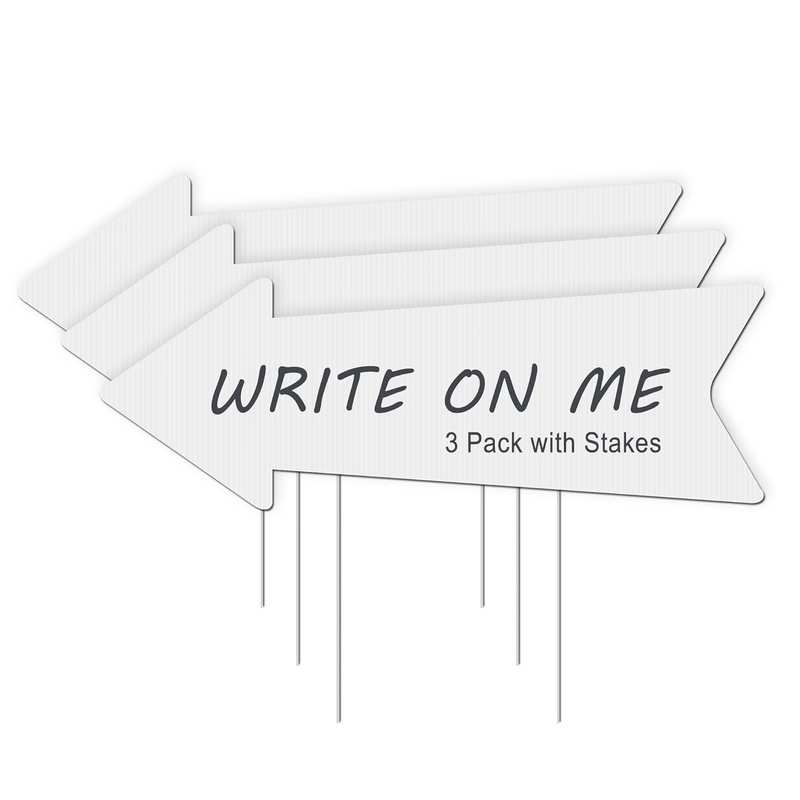 Blank Arrow Signs with Stakes 15 Pack 17 X 6 Inches Wedding Directional Yard Signs with Stakes, This Way Arrow Yard Signs Birthday Party Signs Arrow