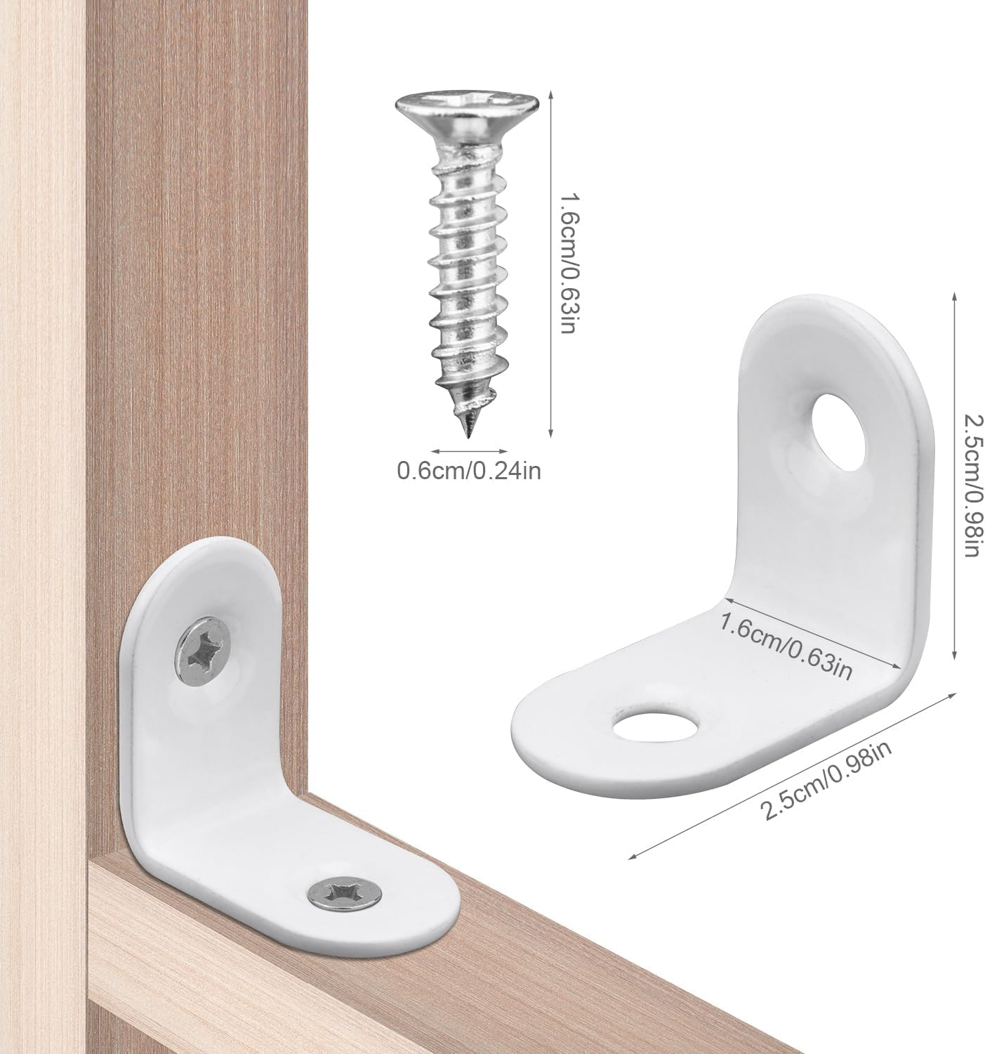 20Pcs L Bracket Corner Brace with Screws, 90 Degree Corner Braces, Stainless Steel image number 6