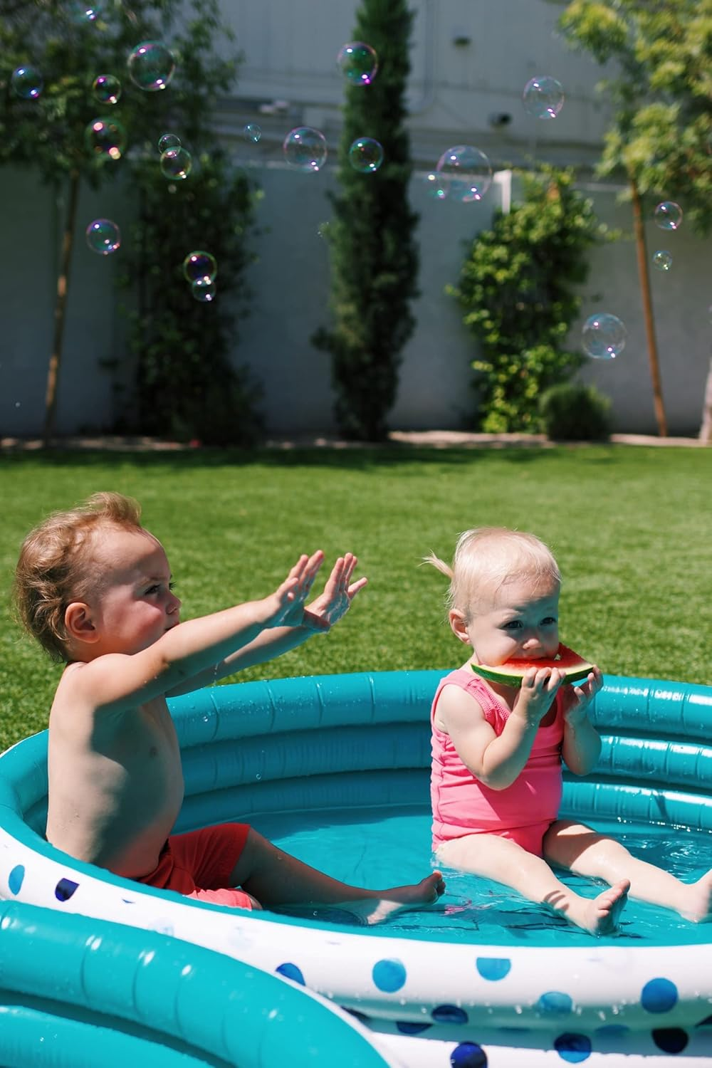 Rae-Dunn Indigo Polka Dot Inflatable Mini Pool - Chill 38012B - Relax. image number 7
