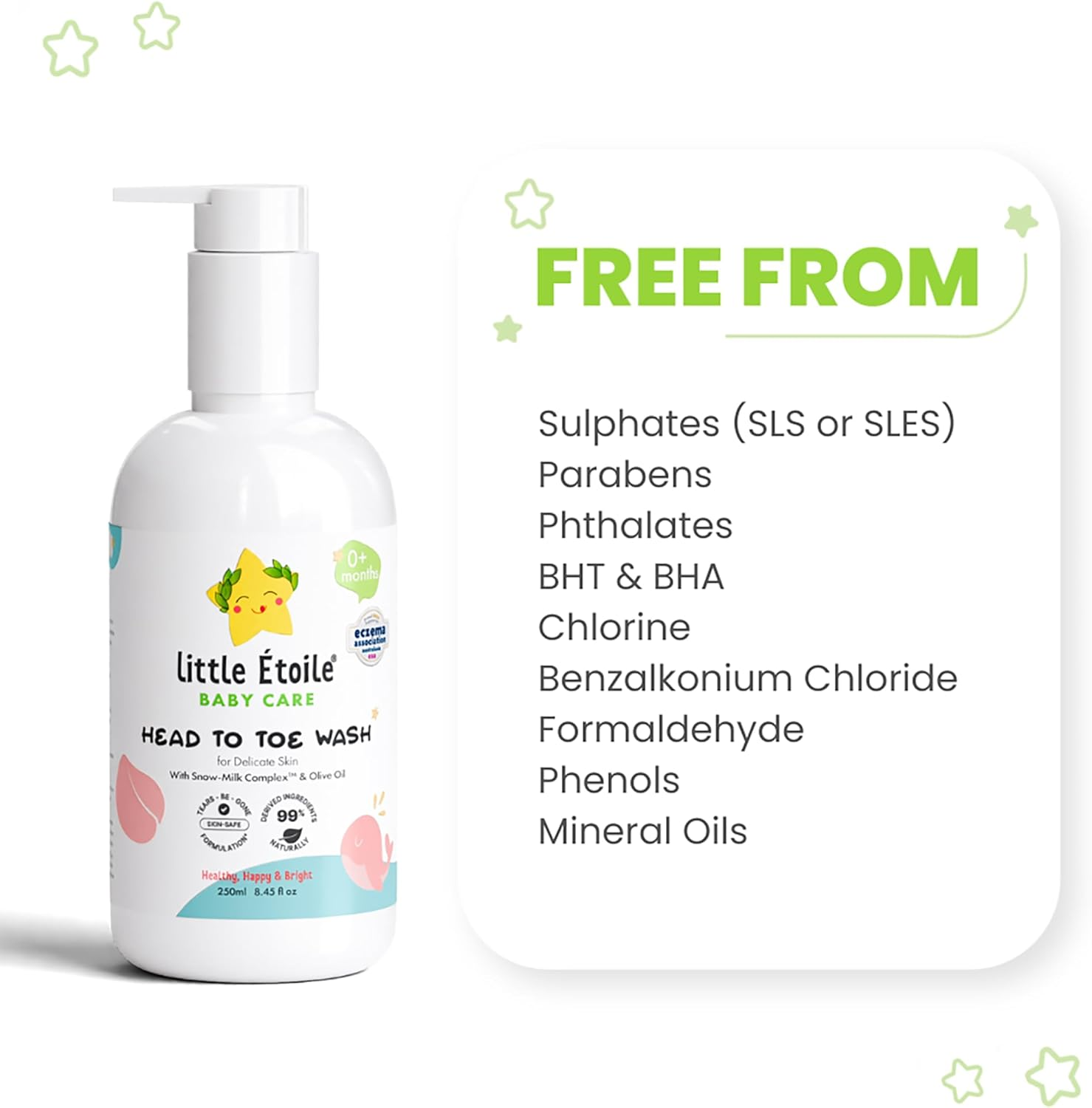 Little &Eacute;toile Gentle Head-To-Toe Baby Body Wash | 2-In-1 Hair & Body Cleanser for Delicate Skin | Hypoallergenic, Sulphate-Free | Made in Australia | 0+Months (Delicate Skin, 250Ml)