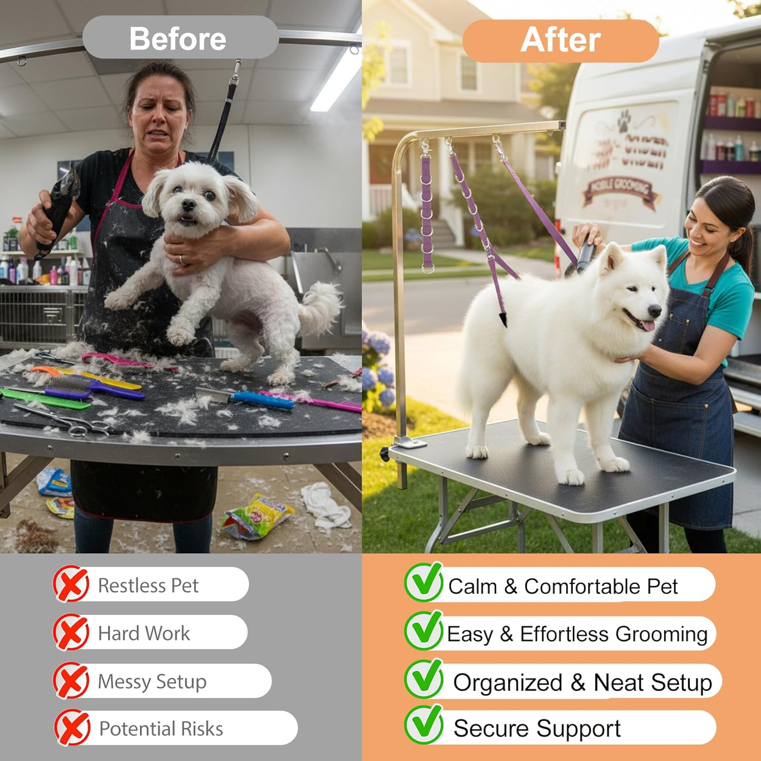 Dog Grooming Belly Straps Belly Band & Loop Extension Set - Adjustable & Comfortable Grooming Tools for Pet Grooming Tables Arms and All Dog Breeds (Gray) image number 6