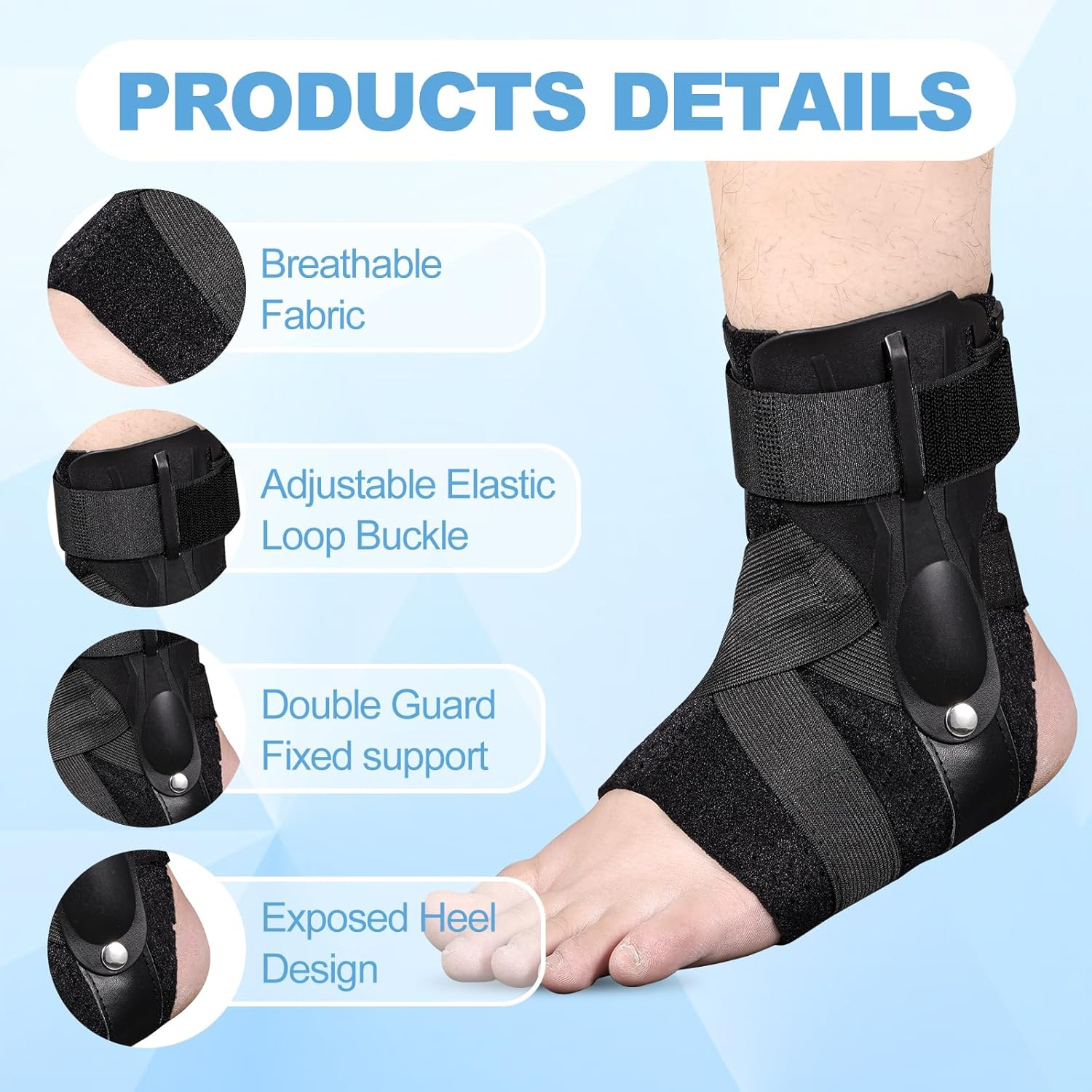 Ankle Brace for Basketball Soccer Sports,Ankle Support Brace with Open Heel for Ligament Injuries and Soft Tissue Treatment,Breathable Ankle Compression Sleeve (XL)