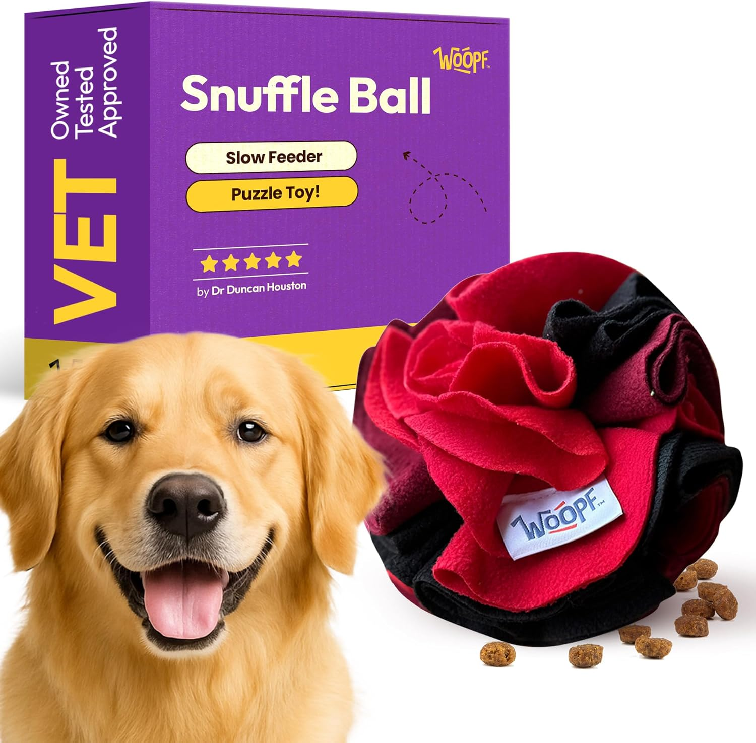 Snuffle Ball for Dogs - Soft Interactive Toy for Mental Enrichment, Slow Feeding, Boredom & Stress Relief, Foraging - Thick & Durable Polar Fleece Treat Ball for Dogs - 7.9", Large, Strawberry image number 6
