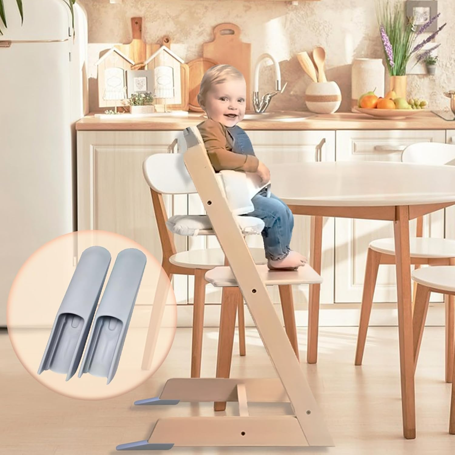Extended Glider Set Compatible for Stokke Tripp Trapp Highchair - Compatible with Tripp Trapp Models after May 2006 (Storm Grey) image number 5