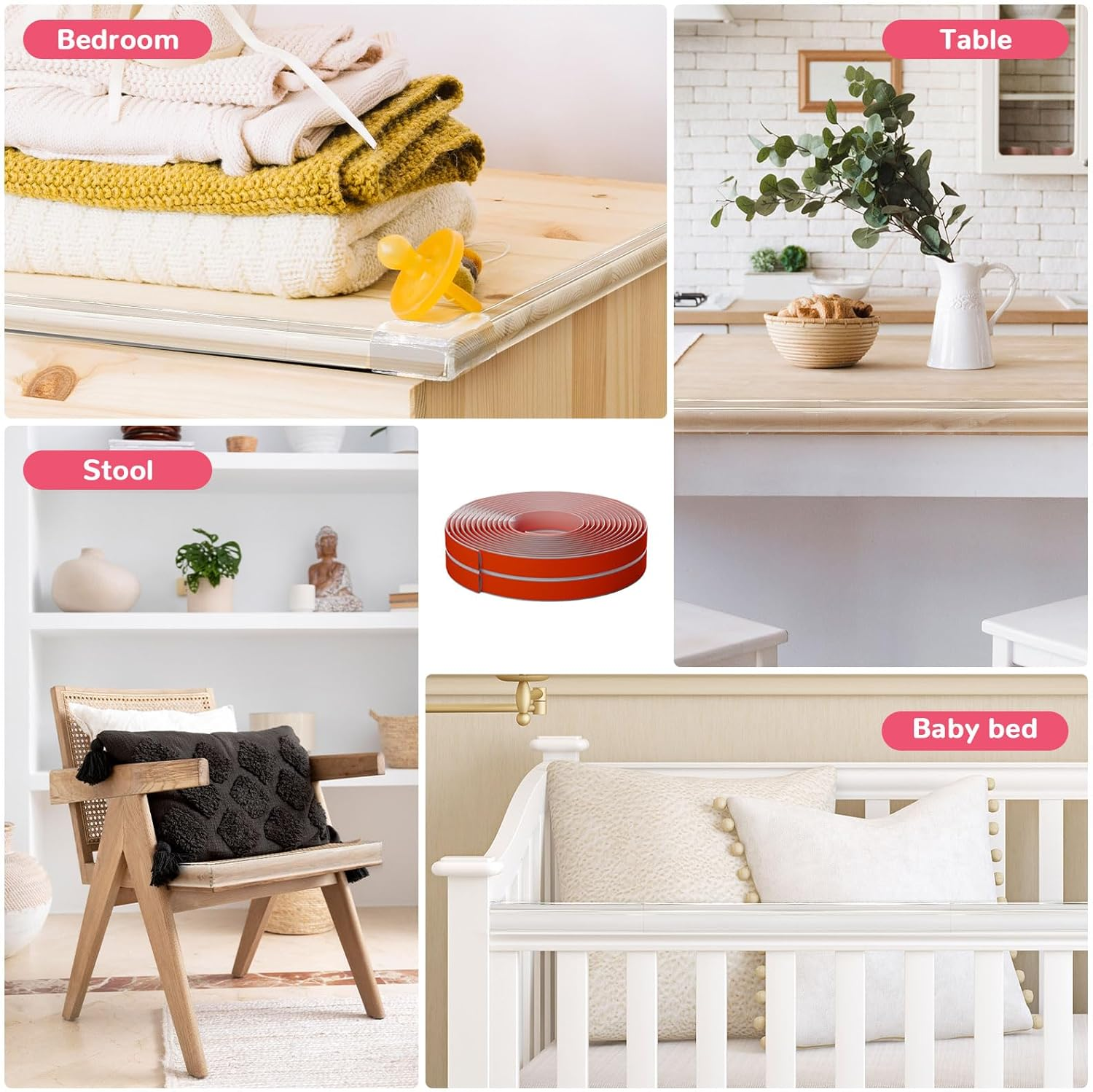 Baby Proofing,16.4Ft Clear Edge Protector Strip, Soft Corner Protectors for Baby, Baby Child Safety Tables Corner Guards with Upgraded Pre-Taped Strong Adhesive for Cabinets, Drawers, Cribs image number 2