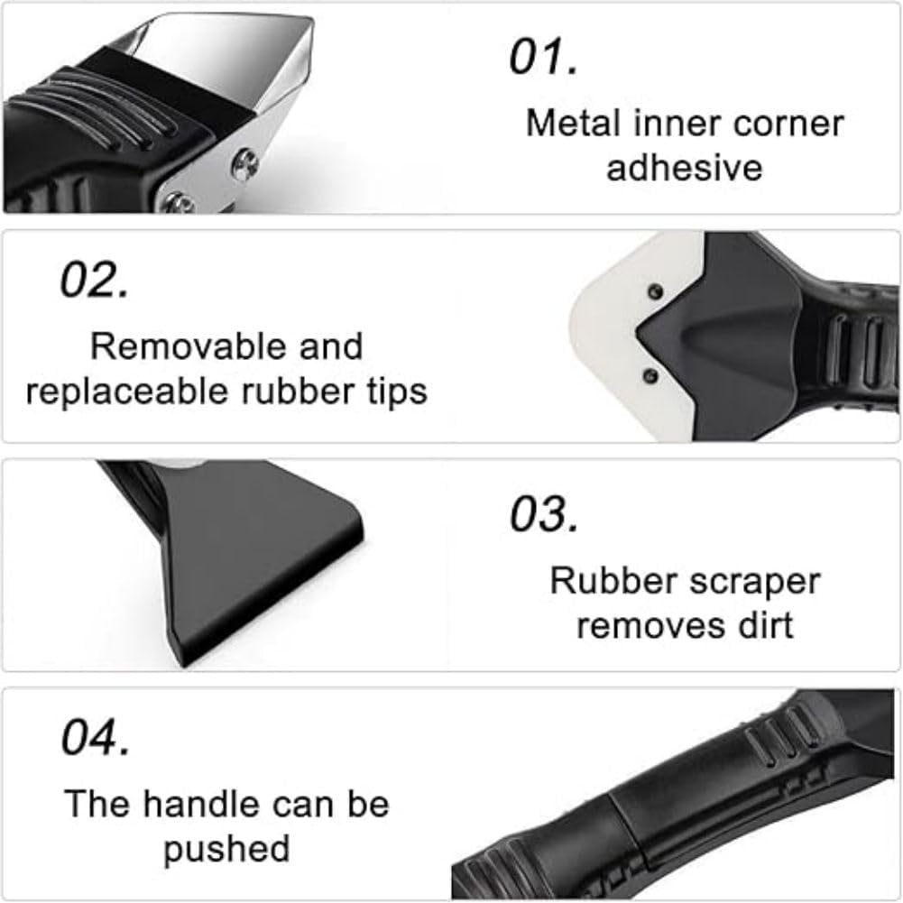 Silicone Caulking Tools(Stainless Steelhead) Grout Removal Tool Grout Remove Scraper,Silicone Caulking Tool Kit，Caulk Remover for Kitchen Bathroom Window Joint image number 5