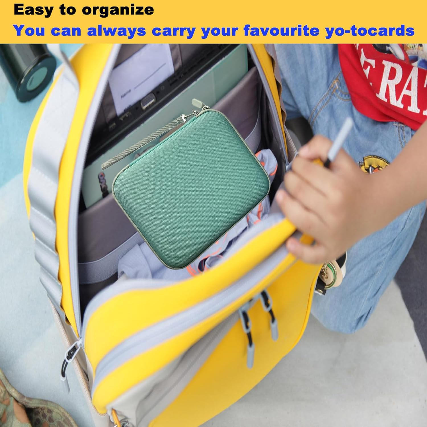 Card Case Holder 80 Pockets Card Box with Zipper Folder for 2.3 * 3.4 Inch Mini Audiobook Cards, Green, Card Protection image number 1