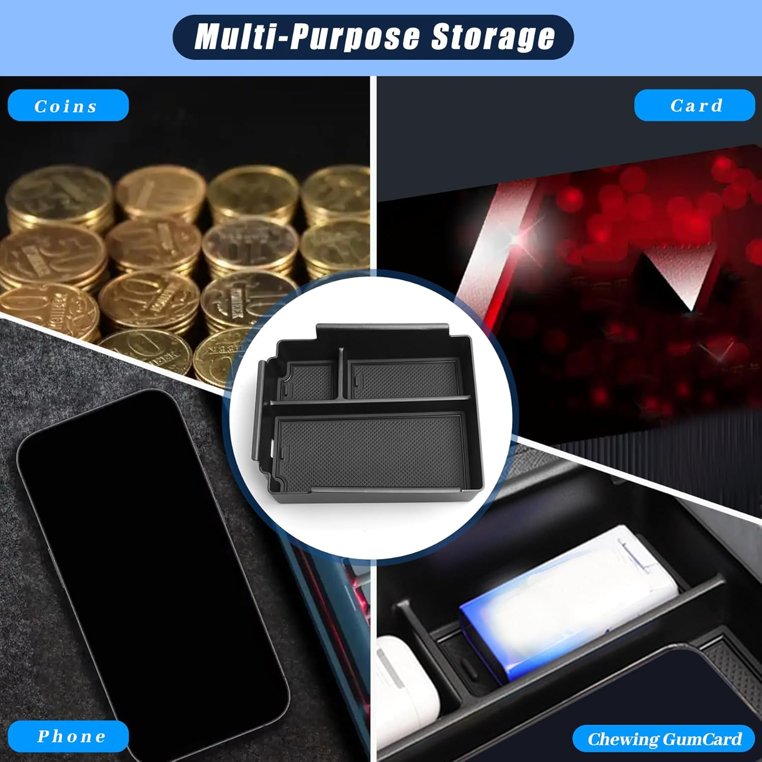 Center Console Organizer Tray Compatible with 2024-2025 BYD Pickup Shark 6 Accessories, Armrest Storage Box ABS Storage Tray Insert Interior(Black) image number 6