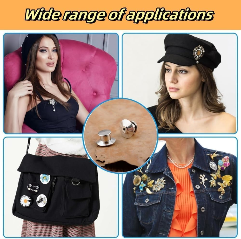 40 Pcs Metal Locking Pin Backs,Metal Pin Locks Back,Locking Pin Keepers Clasp,Locking Pin Back Locking Pin Keeper Clasp,Keepers Locking Clasp for Uniform Badges, Hat, Jewelry Makin,Silver image number 5