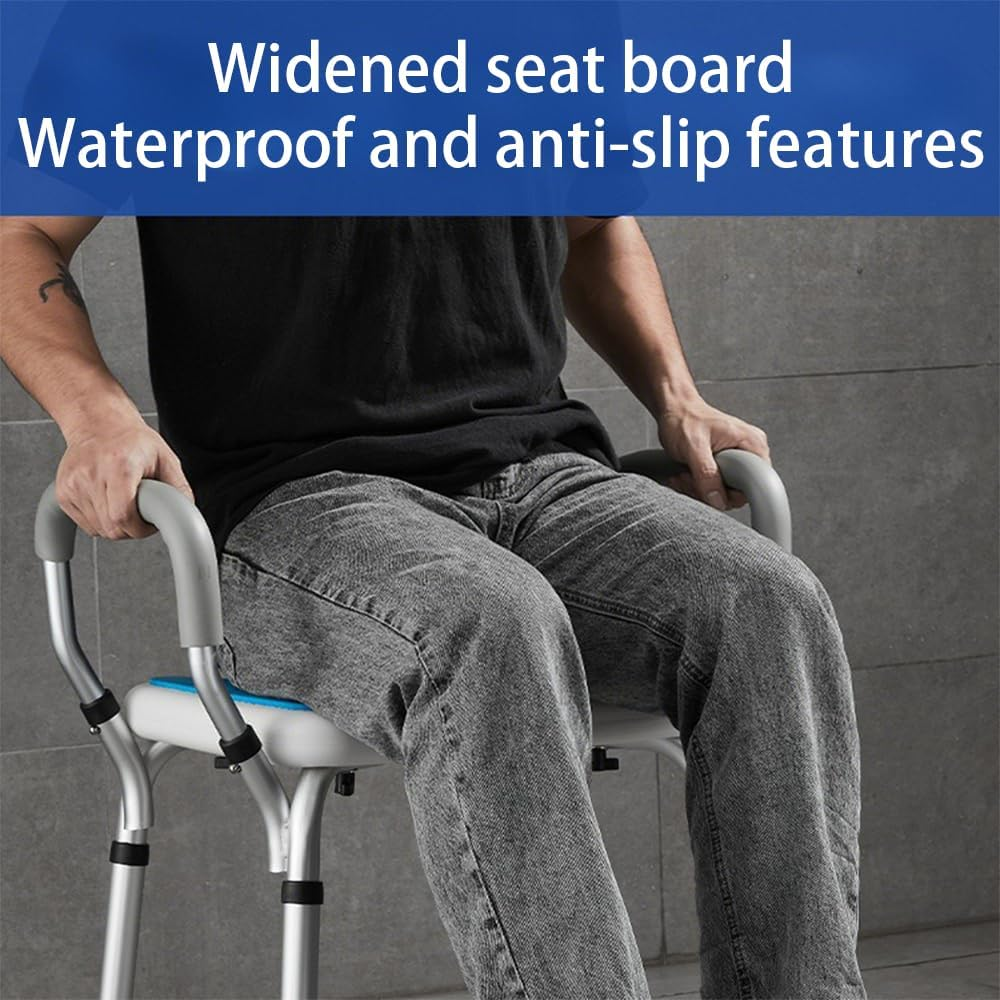 Portable Shower Chair, Bath Bench Tub Seat, Non-Slip Bathroom Stool, 6-Level Height-Adjustable, Max Load 125Kg for Adults Elderly Disabled Safety image number 1