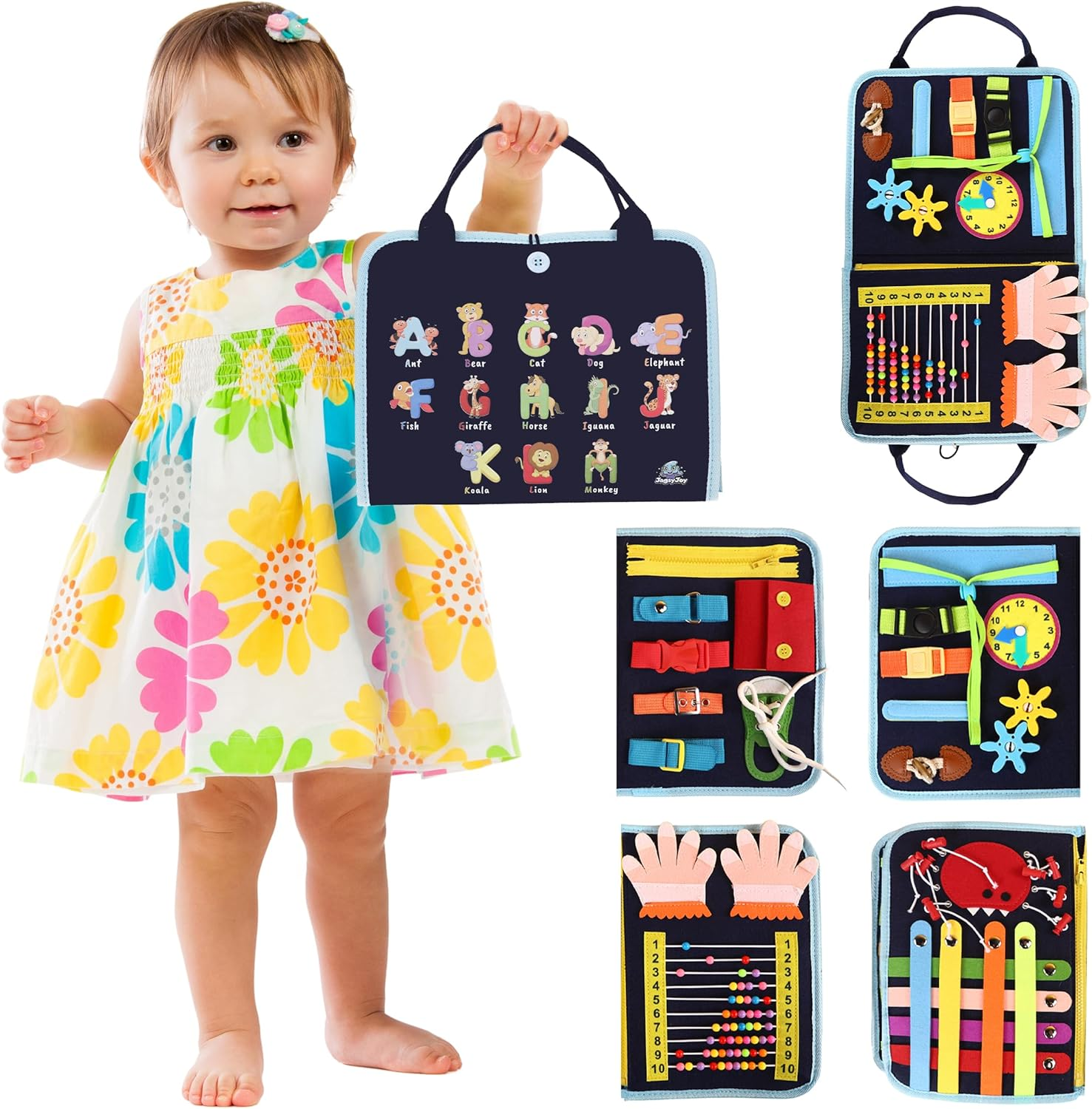 Montessori Busy Board Toys for Toddlers Ages 123456 Year Old Girls and Boys - Child Educational Preschool Sensory Book for Airplane and Car Travel image number 1