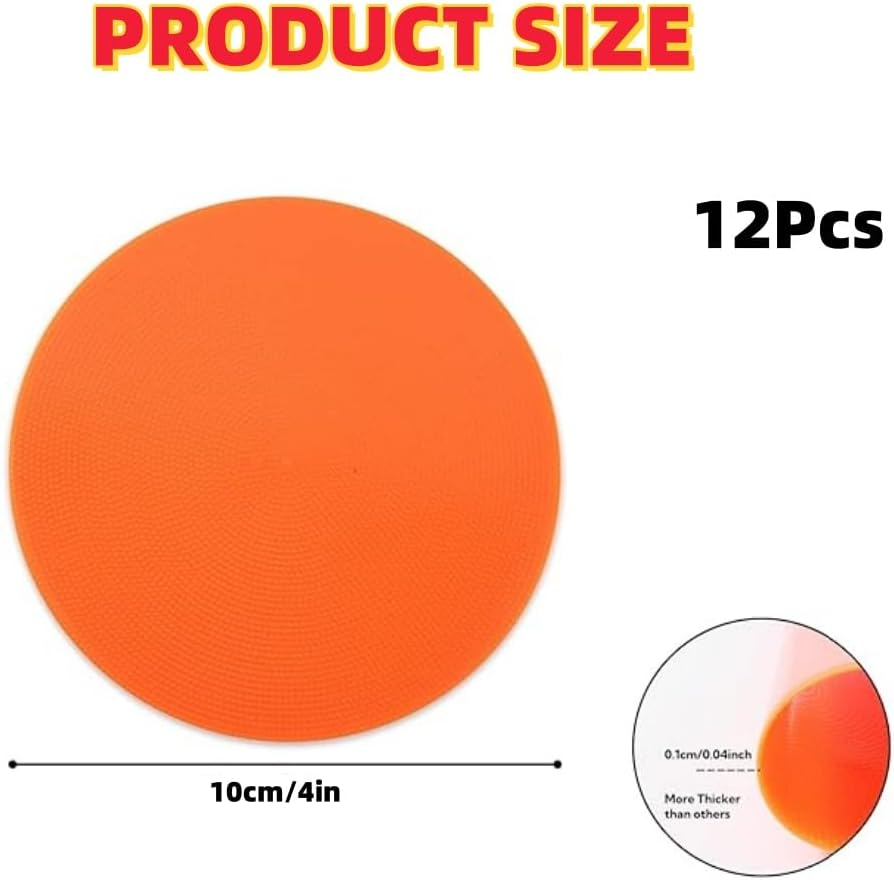 12Pcs Rubber Agility Markers, Non Slip Agility Dots Flat Field Cones Circles Rubber Floor Dots for Sports Soccer Basketball Training, Gym Training