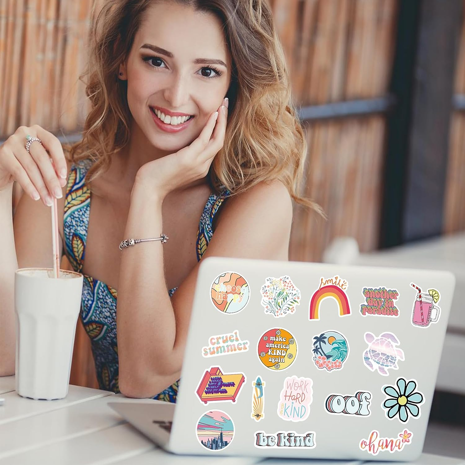 Aesthetic Stickers 200PCS VSCO Aesthetic Vinyl Cute Asthetic Stickers for Journaling,Water Bottle Sticker Pack for Teens Girls Kids image number 3