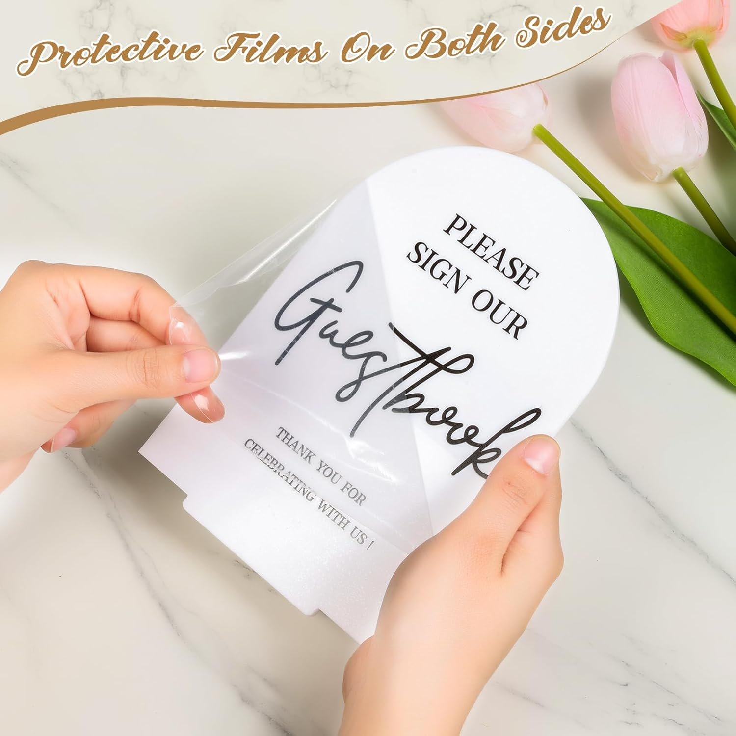 KOSKIMER 2 Pcs White Acrylic Wedding Signs for Ceremony and Reception, 5X7 Inch Wedding Gift Table Sign, Acrylic Guest Book Sign, Cards and Gifts Sign for Wedding, Wedding Reception Signs with Holder image number 2