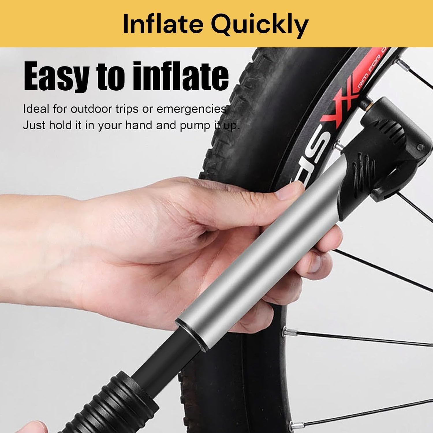 EZONEDEAL Bike Pump, Portable Bicycle Pump, Mountain, Road Hand Bike Tire Pump, Mini Bicycle Air Pump Compatible with Presta Schrader Valve and Sports Ball image number 4