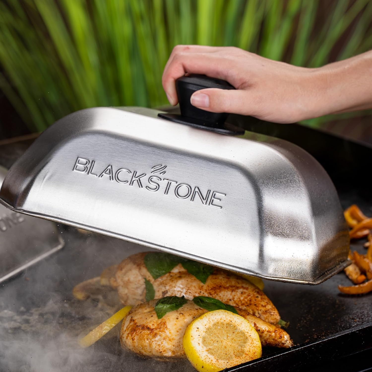 Blackstone 5207 Rectangle Basting Cover Small 2-Pack Griddle Accessories, Stainless Steel, Cheese Melting Dome and Steaming Cover, Best for Use on Flat Top Griddle Grill Cooking Indoor or Outdoor image number 2