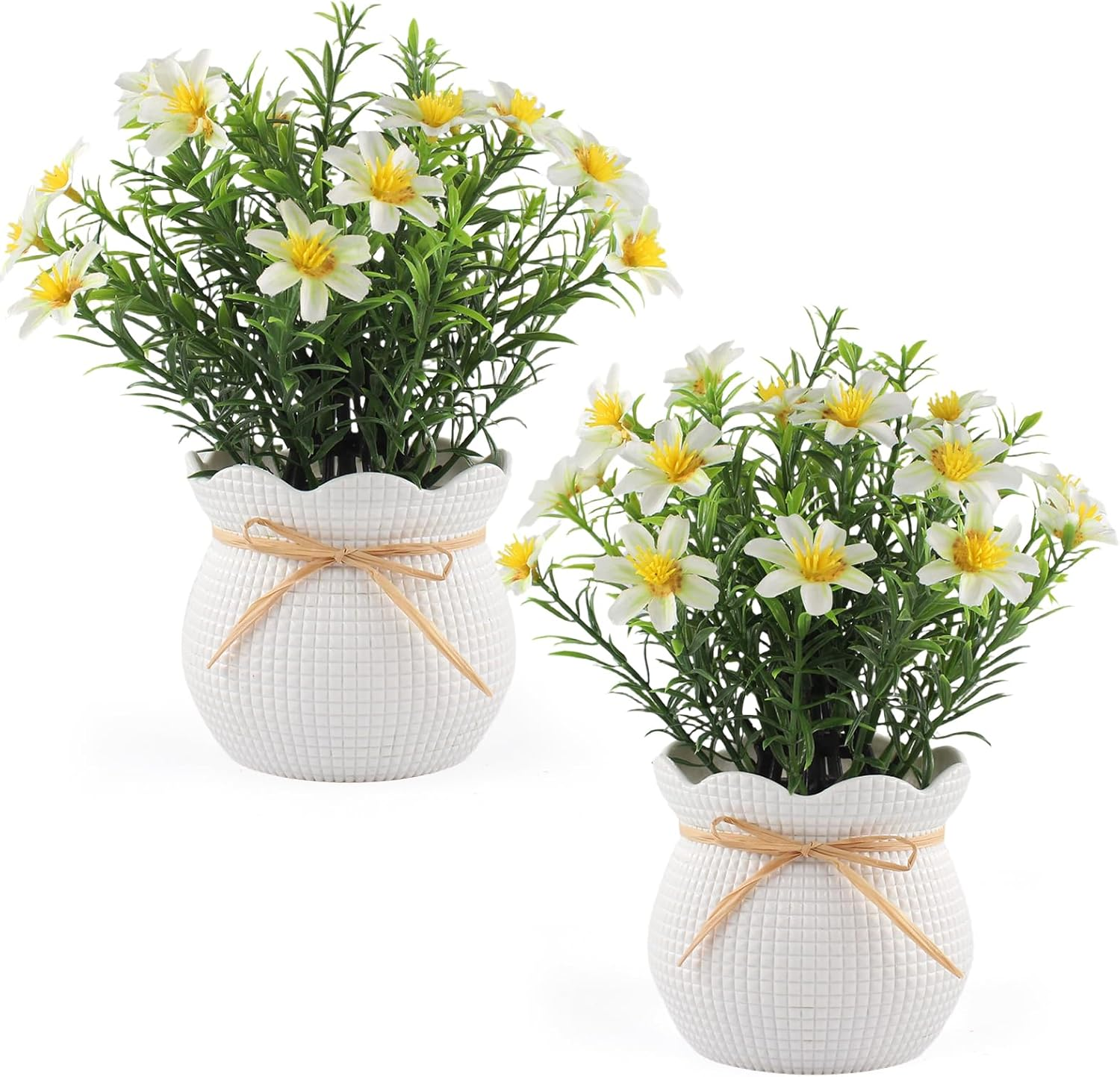 Artificial Daisy Flowers Potted Fake Plants Indoor Outdoor UV Resistant Faux Silk Bouquets All-Season Home Decor for Vase Table Desk Garden Party image number 5