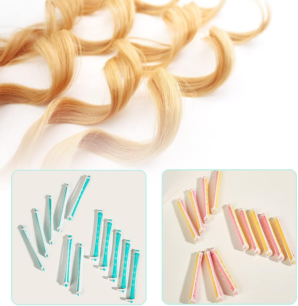Xinyee 12 Pieces Perm Rods with Perm Rod Bands Cold Wave Rods Assorted Sizes Perming Curler DIY Hair Styling Beauty Salon Tools image number 5