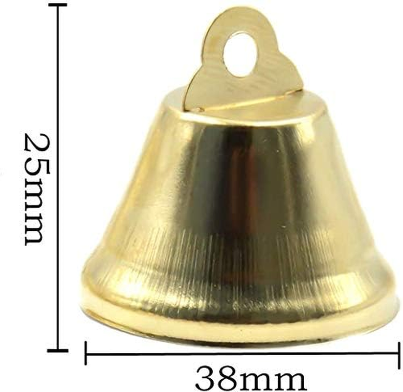 50 Pcs Decorative Bells Craft Bells Jingle Bells Bridal Bells Decor Bells Ornaments Decoration Christmas Tree Pendants for Christmas Festival Decor DIY Craft (38Mm, Gold) image number 2