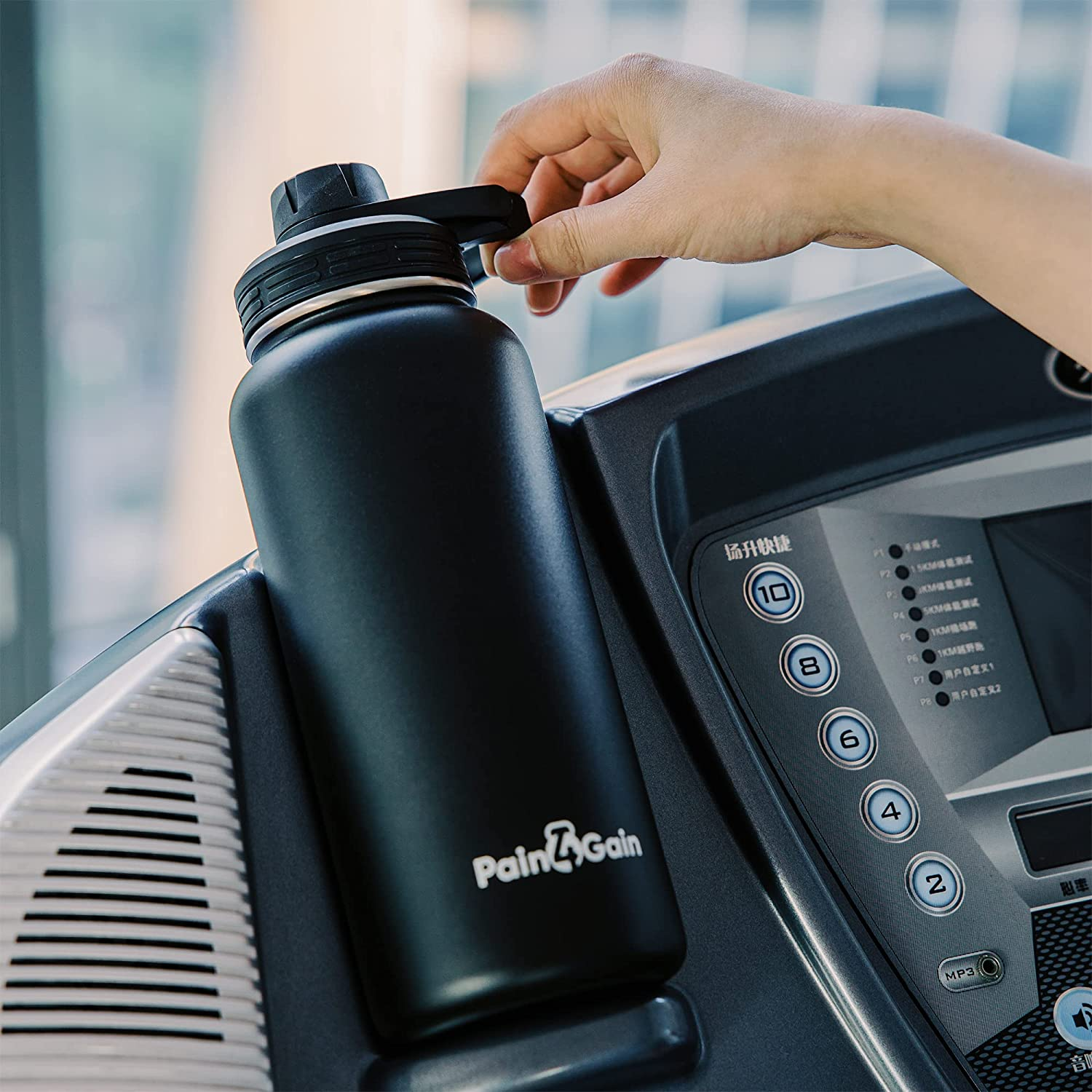 Stainless Steel Sports Water Bottle - 32 Oz with Double Insulation and 2 Lids with Straw, Black image number 4