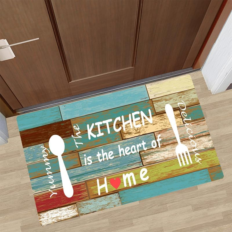 Kitchen Rugs and Mats, This Kitchen Is Seasoned with Love Kitchen Mats Set of 2, Kitchen Rug Set Non-Skid Washable, 50Cm X 80Cm + 50Cm X 120Cm (Multicolor, 50Cm X 80Cm + 50Cm X 120Cm) image number 4