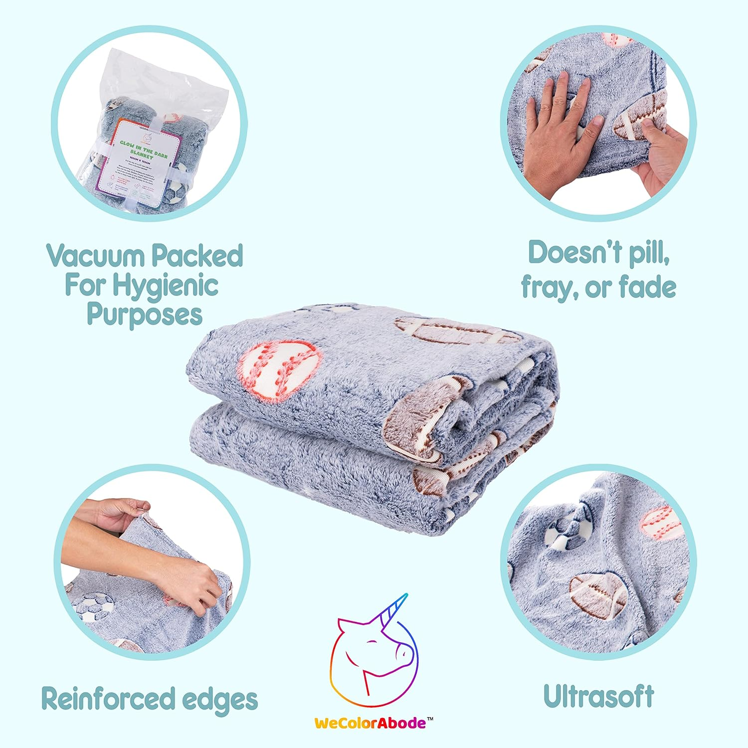 Glow in the Dark Blanket, Super Soft Blankets and Throws to Build Night Routine for Kids, Sports Designed Kids Blanket That Doesn'T Pill, Fray, or Fade, Comfortable Toddler Blanket for Boys and Girls image number 2