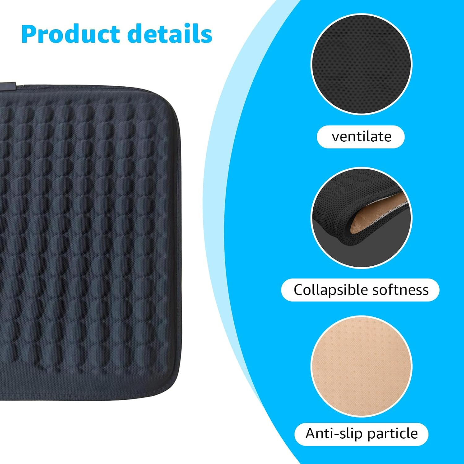 Car Seat Cushion, Pad Comfort Seat Protector for Car Driver Seat,Anti-Slip Bottom Seat Cushion for Auto(Black) image number 3