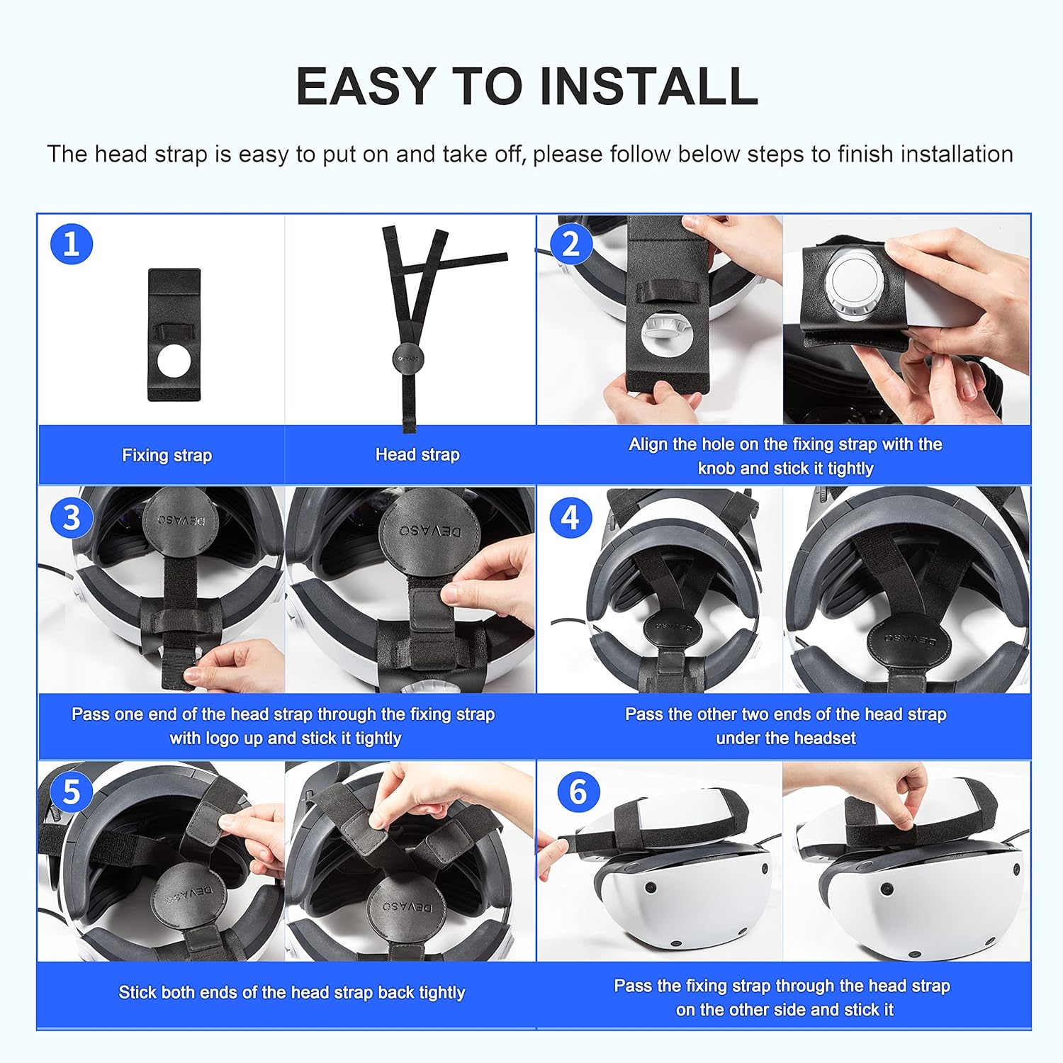 DEVASO Adjustable Head Strap for Playstation VR2, Comfortable and Soft PSVR2 Strap, Reduced Pressure Lightweight PS5 VR2 Accessories for VR Game image number 4