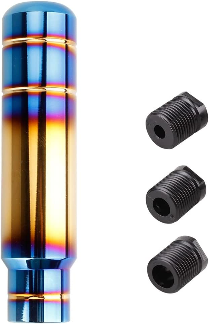 BARTOO Aluminum Alloy Heavy Weighted Shifter Knob, 5" Auto Gear Shift Knob, Car Gear Lever Stick Shifter Handle,With 3 Threaded Adapters M8 M10 M12,Fit Most Automatic Manual Vehicle(Gold Plated) image number 3