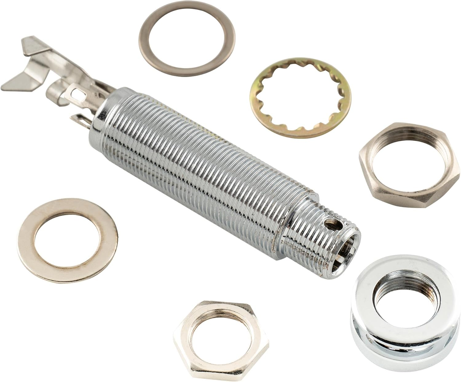 Musiclily Pro 1/4 Inch Mono/Stereo Endpin Output Jack Strap Button Threaded Jack Socket for Acoustic Guitar Bass, Chrome image number 4