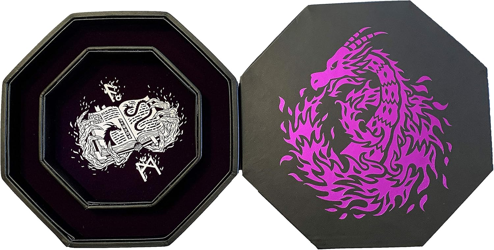Fantasydice- Purple -Fire Dragon-Dice Tray - 8" Octagon with Lid and Dice Staging Area - for Dice, Board Games, Tabletop Rpgs like D&D (DND) 3.5 and 5E, Call of Cthulhu, Pathfinder, Shadowrun and More image number 3