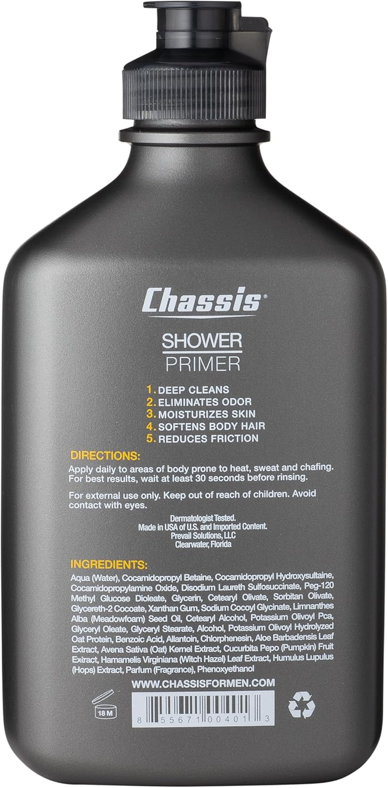 Chassis 5-In-1 Shower Primer - Mens Anti-Chafing Gel and Deep Cleansing Wash - Talc, Paraben, and Menthol-Free image number 5